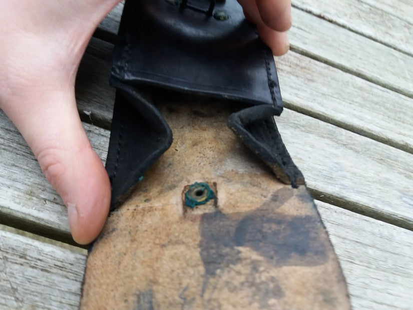 Vintage 1950s 1960s French army black leather ammo belt pouch military ammunition