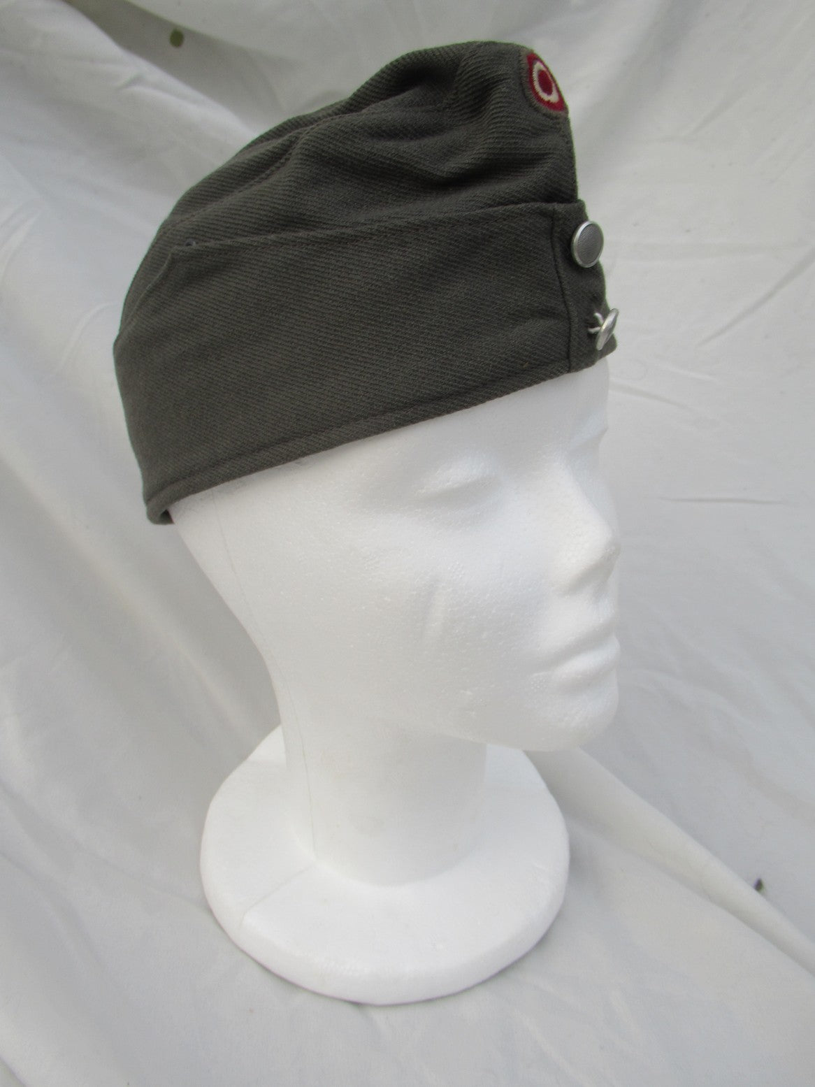 Vintage Austrian army grey wool side cap hat garrison forage military