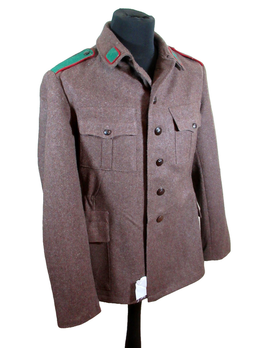 Vintage Soviet Era Bulgarian military jeep jacket blazer coat army wool retro green trim