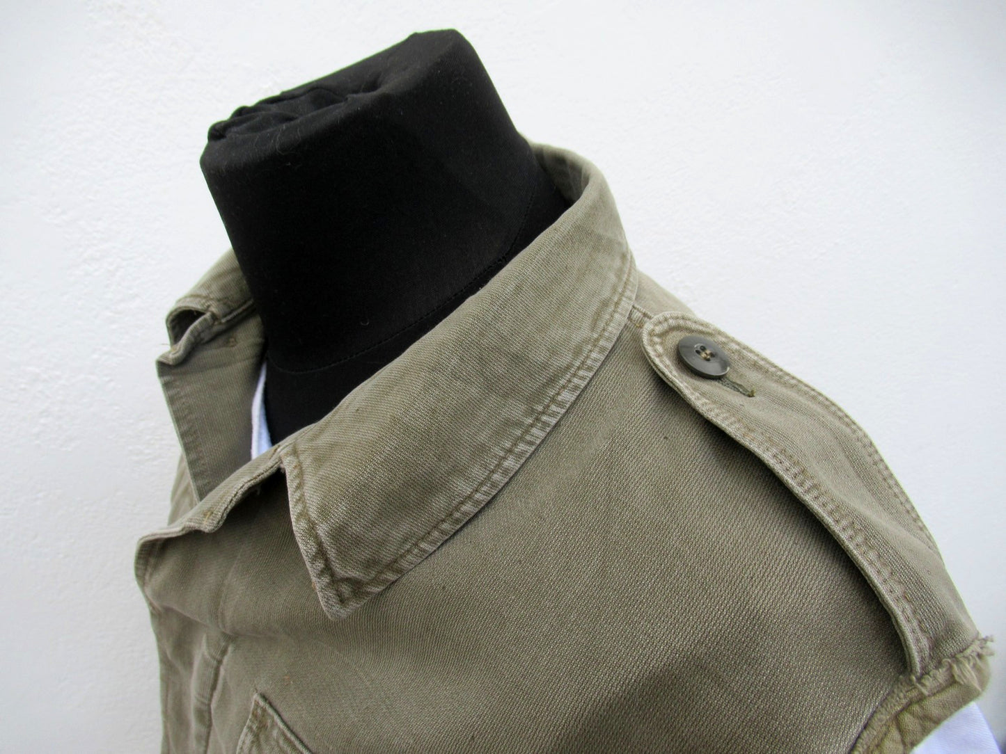 vintage German army moleskin vest gilet sleeveless shirt fieldshirt olive grey