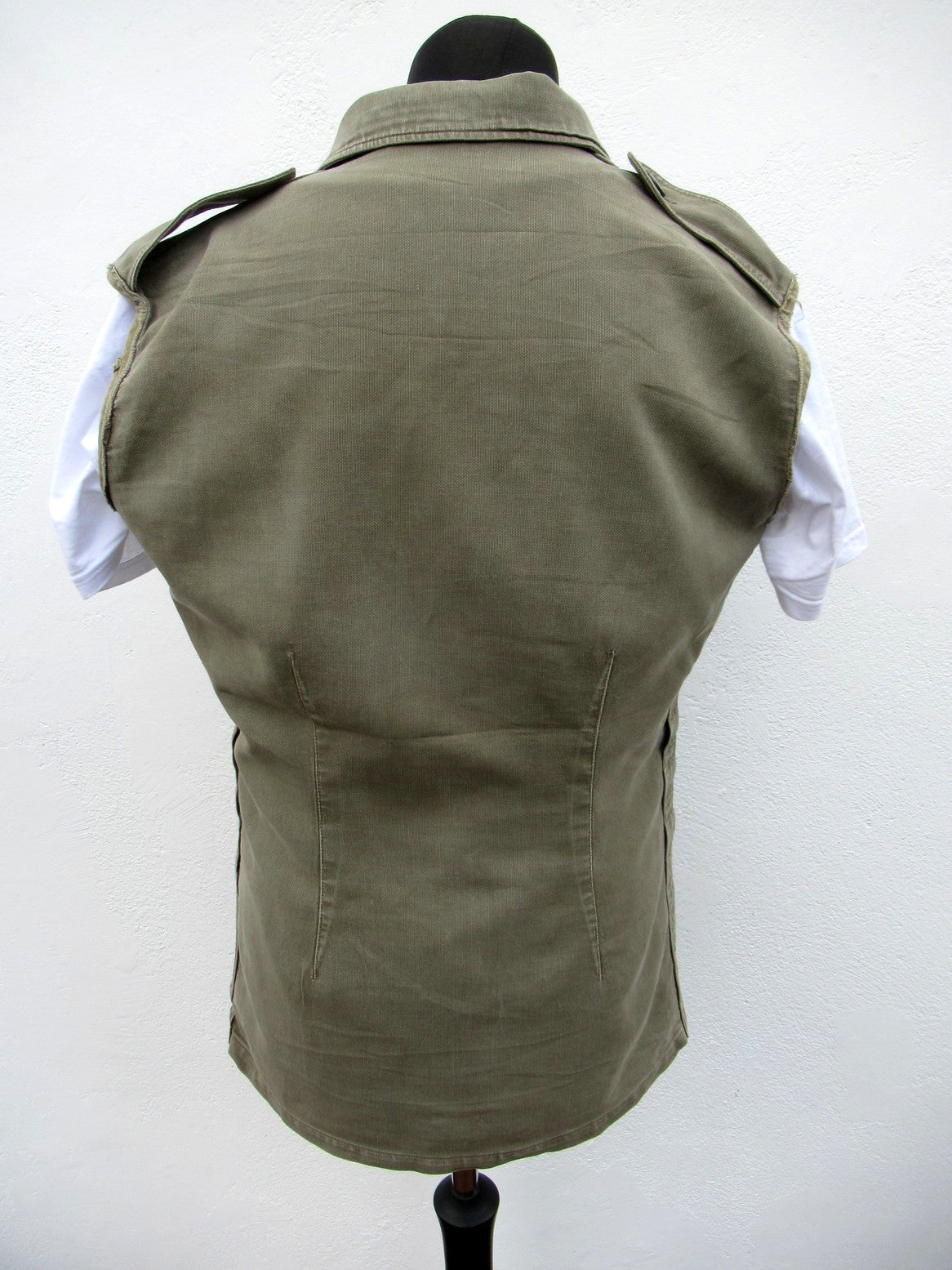 vintage German army moleskin vest gilet sleeveless shirt fieldshirt olive grey