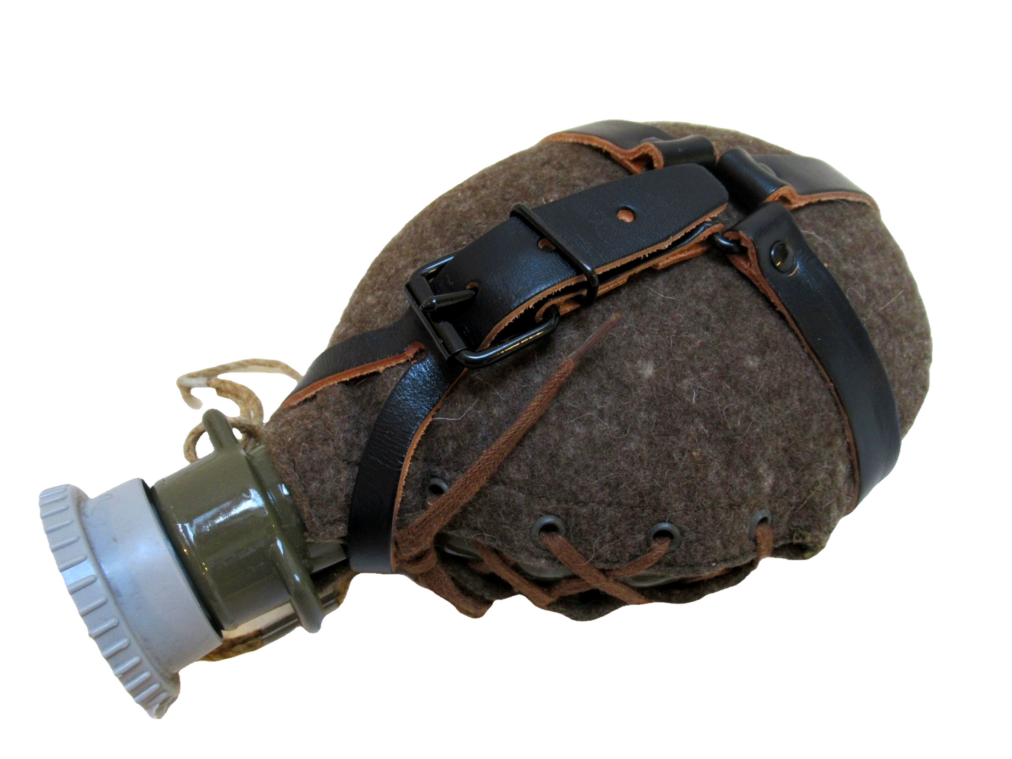 New Vintage Czech army Communist wool canteen flask cask military Soviet laces plastic