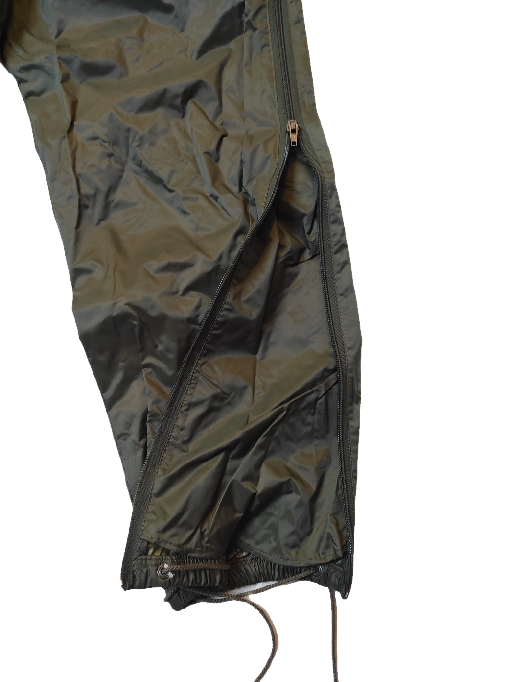 New Vintage 1990s French army waterproof overtrousers rain gear wet pants trousers lightweight over trousers olive drab