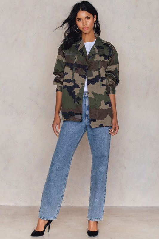 New Vintage Women's French F2 camo jacket coat surplus army military retro urban ladies