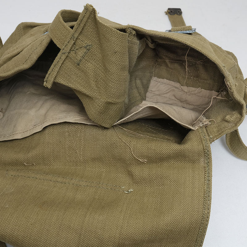 Vintage Greek army canvas haversack backpack bag satchel military with straps beige
