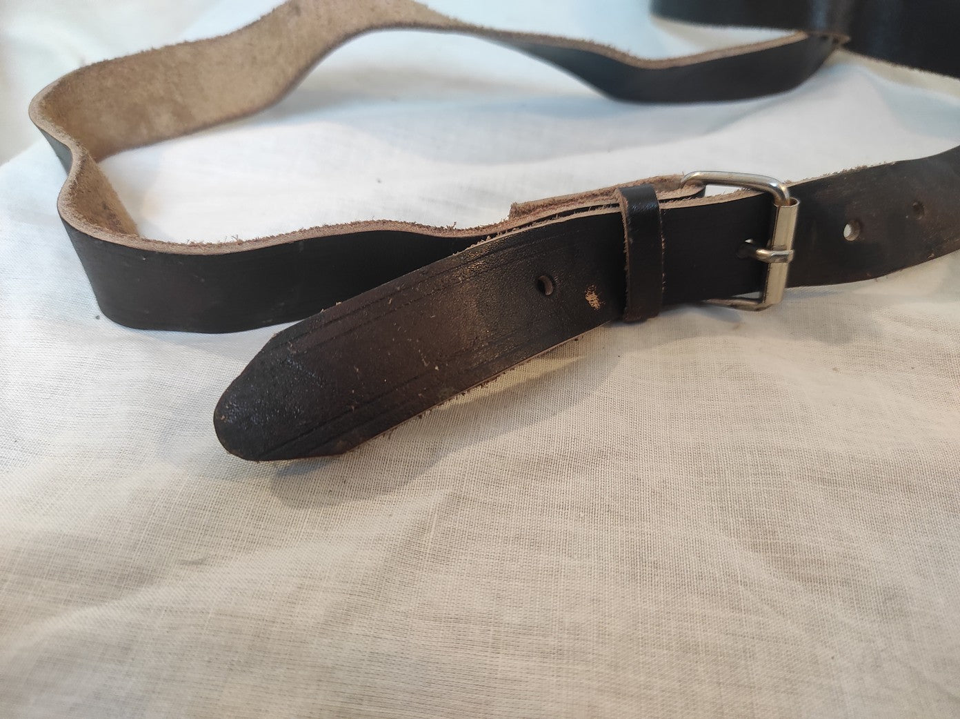 Vintage East German brown leather belt cold war communist soviet era NVA DDR