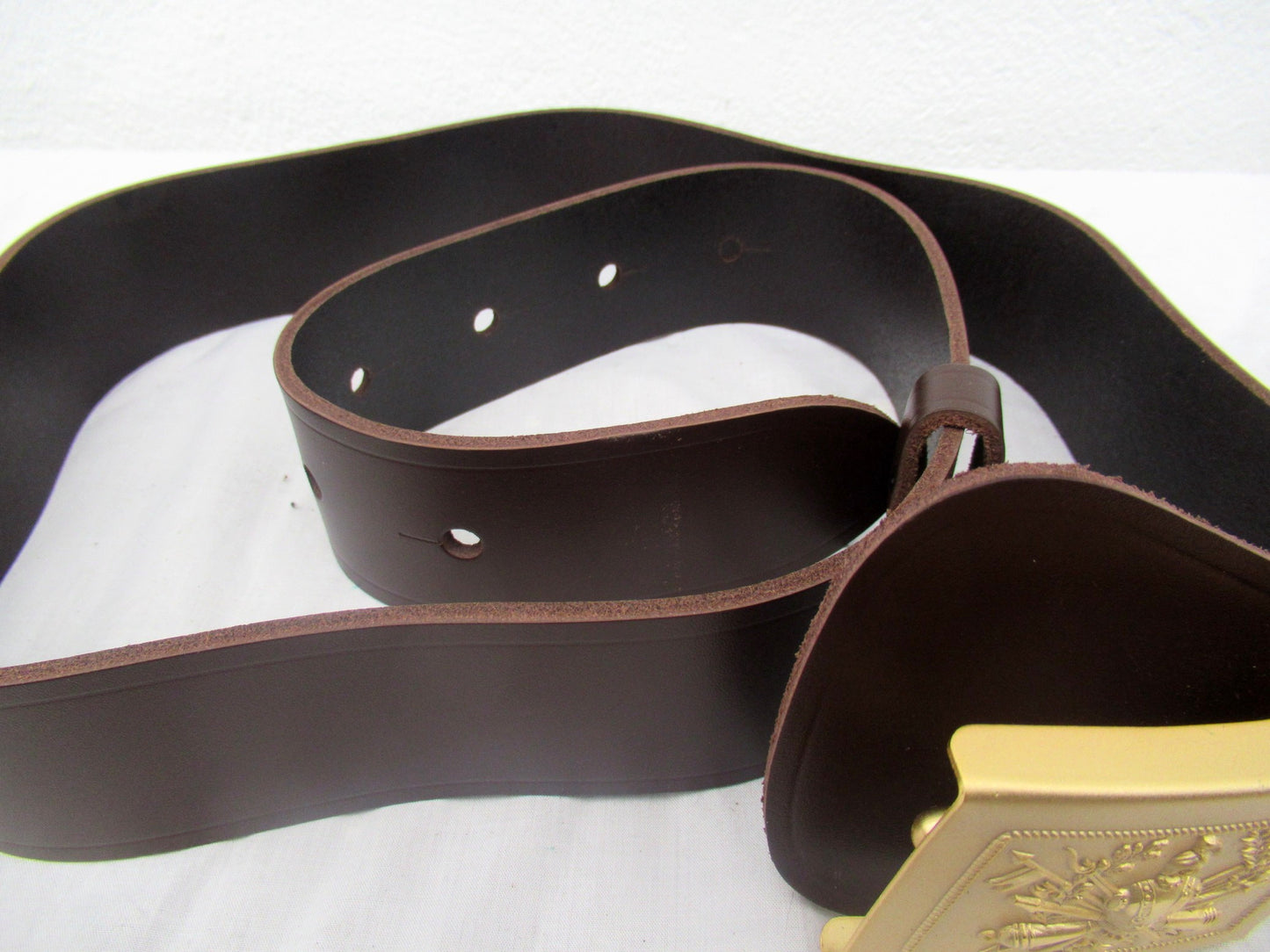 New Vintage Italian army brown uniform leather belt insignia buckle unissued parade dress