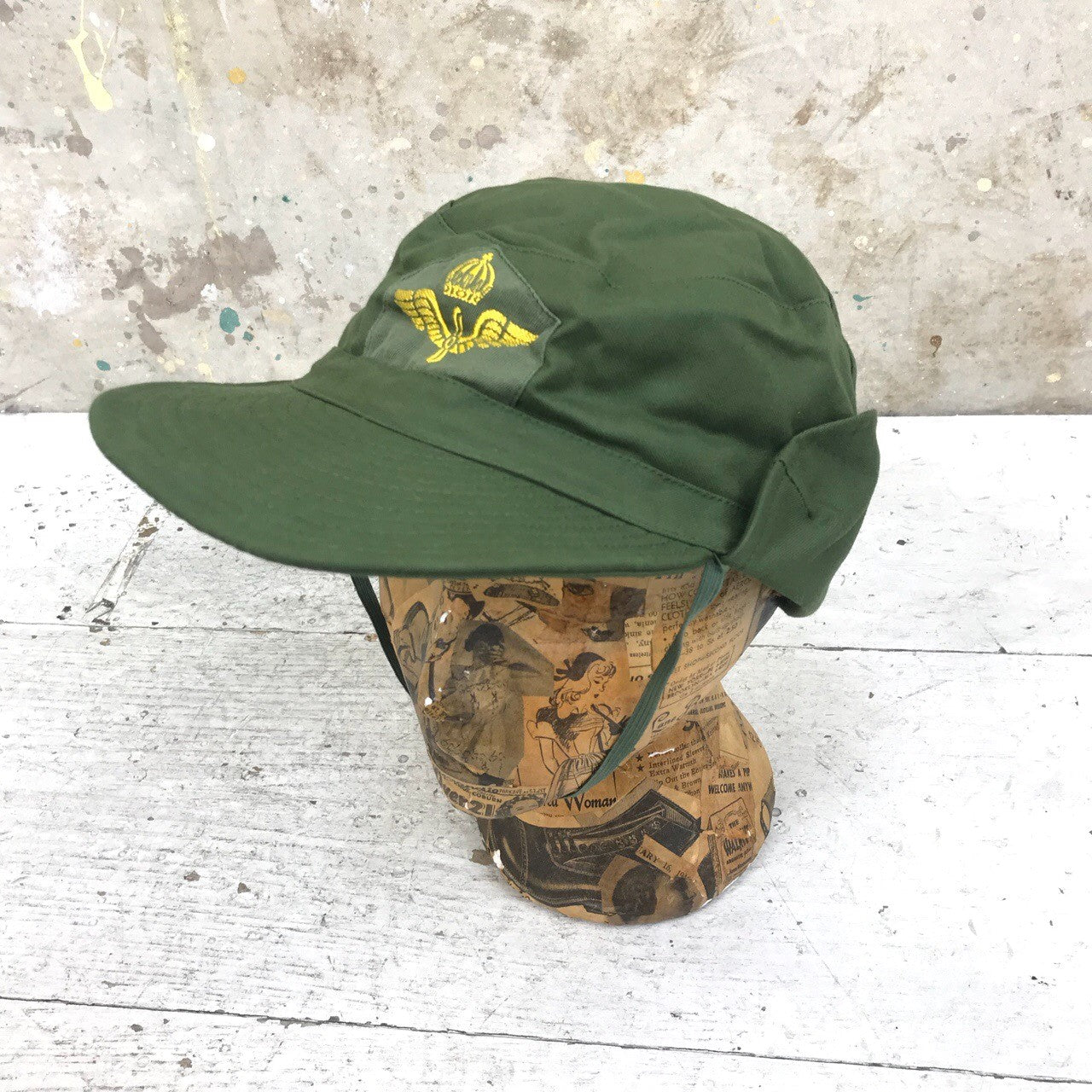 New Vintage 1960s Swedish air force M59 hat cap Sweden army military unissued ear flaps