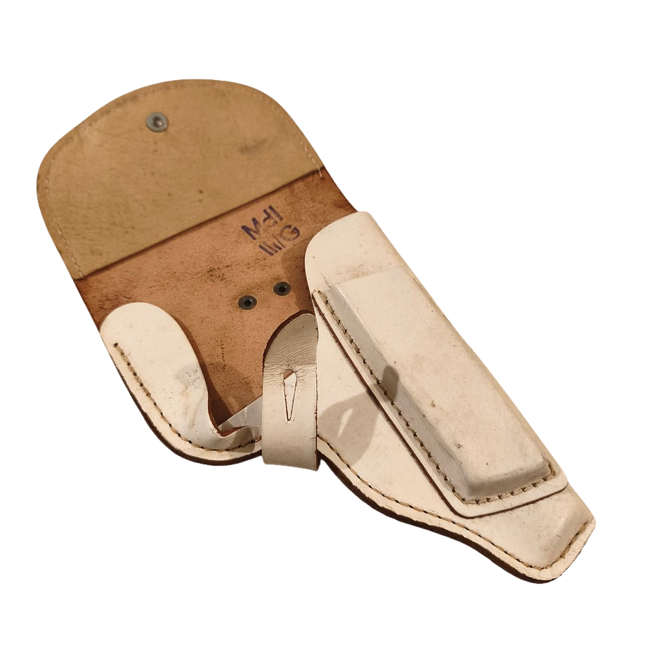 Vintage East German white leather makarov pistol holster Stasi Mdi cold war communist soviet era NVA DDR GDR