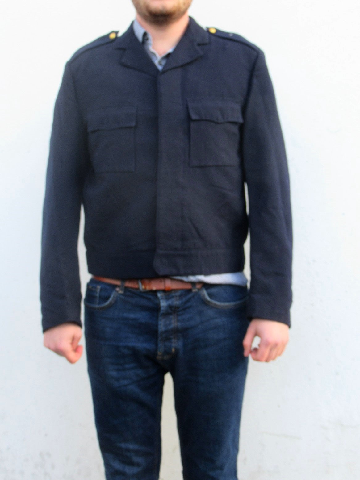 Vintage Swedish Army navy ike Jacket Military bomber lined cotton coat eisenhower