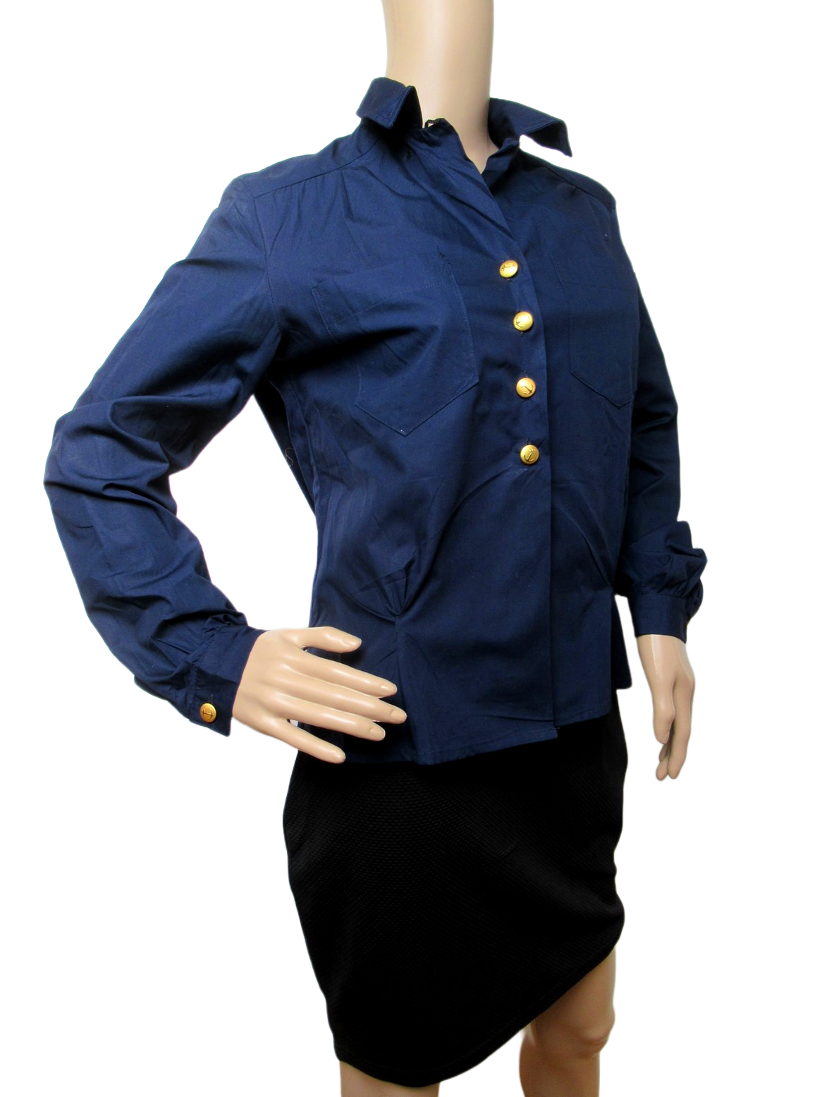 Vintage Womens 1970s Swedish navy blouse service shirt field army military middy uniform