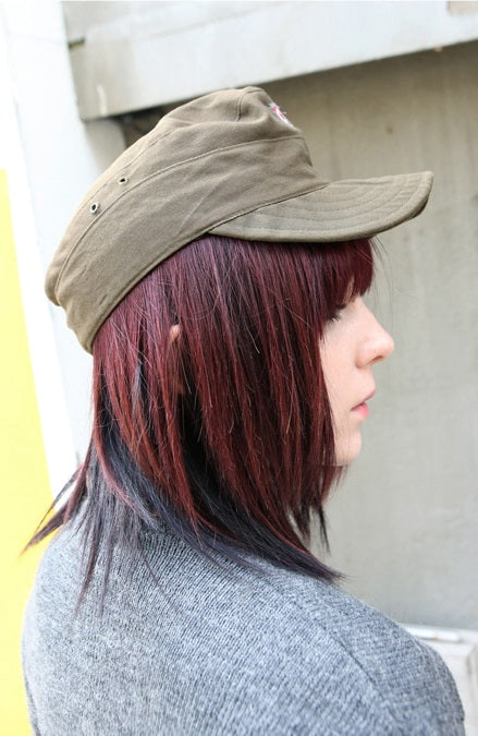 Vintage Austrian army cadet cap beret military hat bundesheer olive khaki baseball peaked
