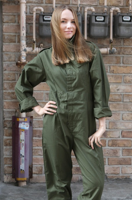 Vintage British Army green Overalls coveralls military jumpsuit flight suit boilersuit tanker olive khaki ladies