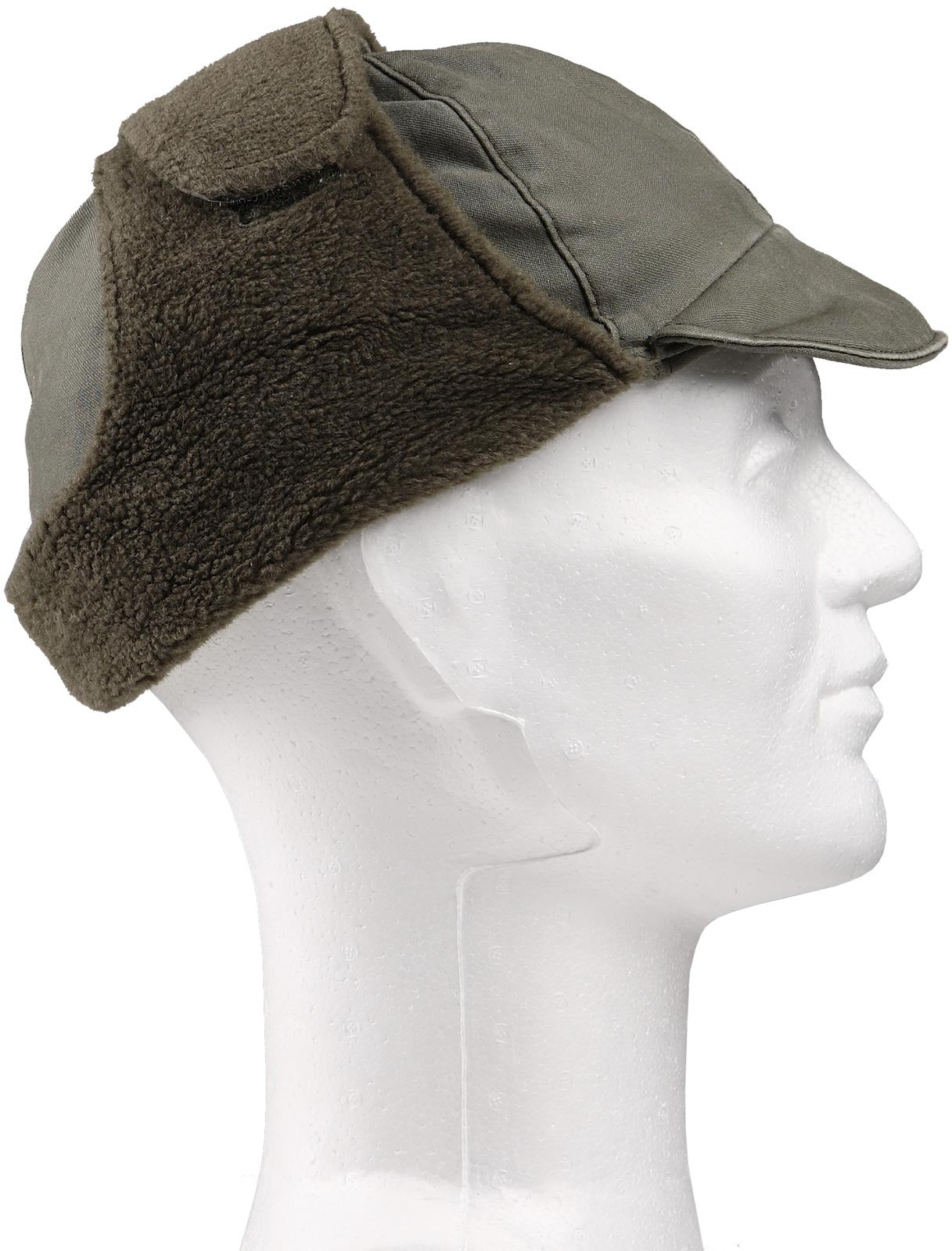 Vintage 1970s 1980s German army winter cap beret military hat bundeswehr olive khaki baseball peaked flecktarn faux fur