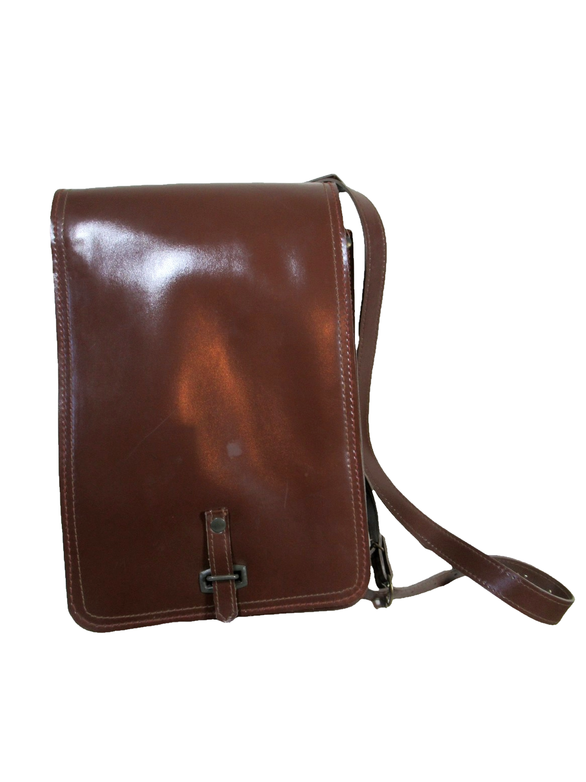 Vintage Brown Faux Leather Czech army communist document case map shoulder bag carrier military soviet era