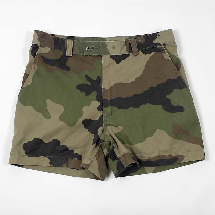Vintage 1990s French army camo shorts military camouflage woodland CCE