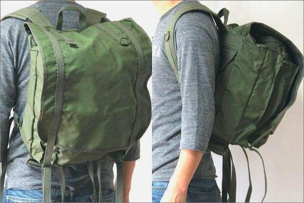 Vintage 1980s French army F1 waterproof backpack bag rucksack day pack alice shoulder satchel military vinyl