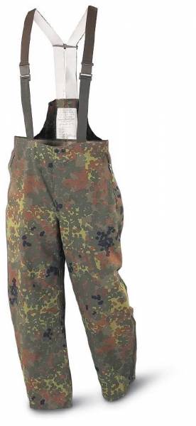Authentic German army goretex camouflage over trousers rain gear wet waterproof cargo pants bottoms army military Bundeswehr camo flecktarn