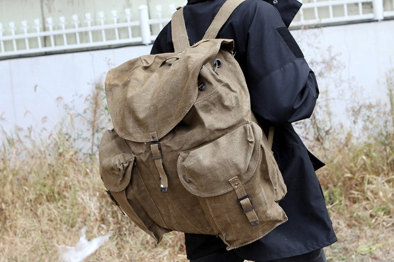 Vintage Italian army rucksack backpack day pack ruck sack shoulder bag canvas military