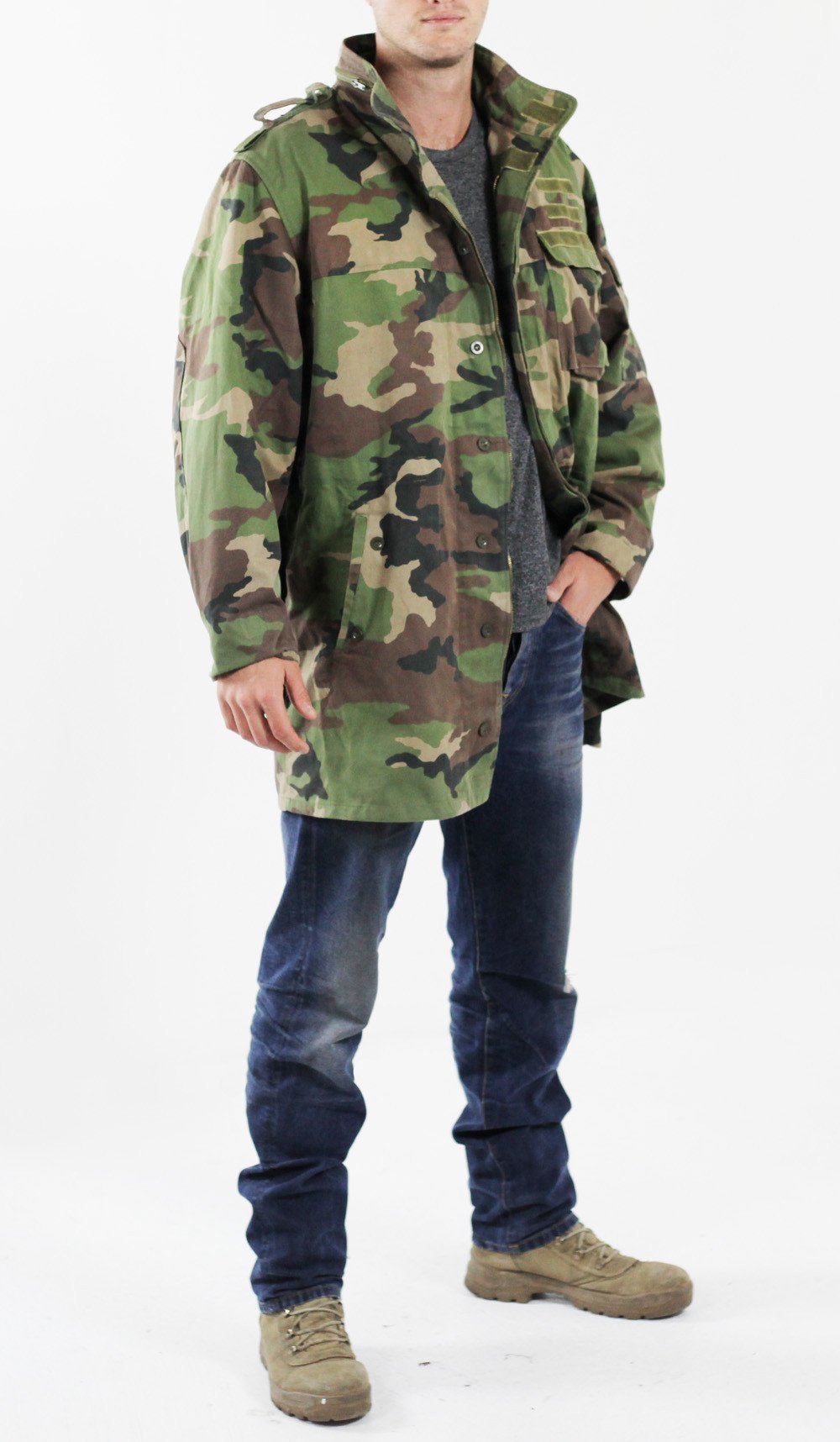 Vintage Slovakian Army Woodland Camo Parka military coat jacket camouflage 1990s