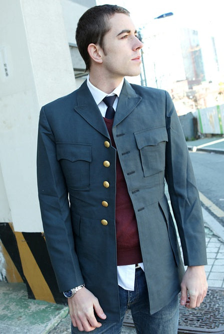 Vintage 1960s Swedish Navy Army Blue Dress Jacket Military Blazer marine Parade