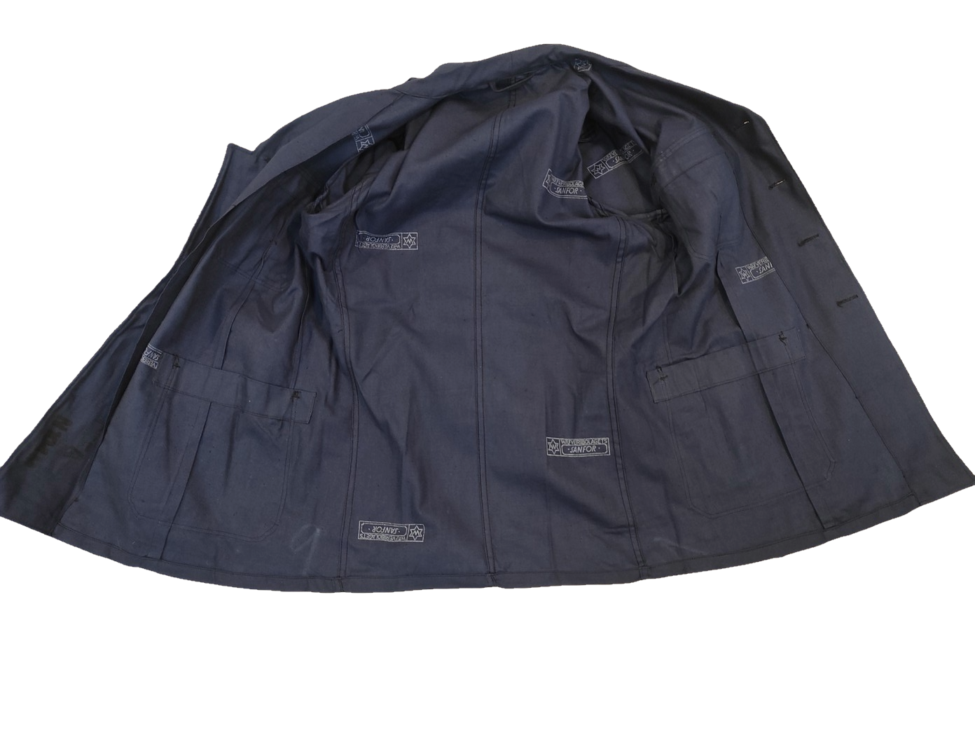 New vintage 1940s 1950s Swedish Army blue denim work jacket coat chore military