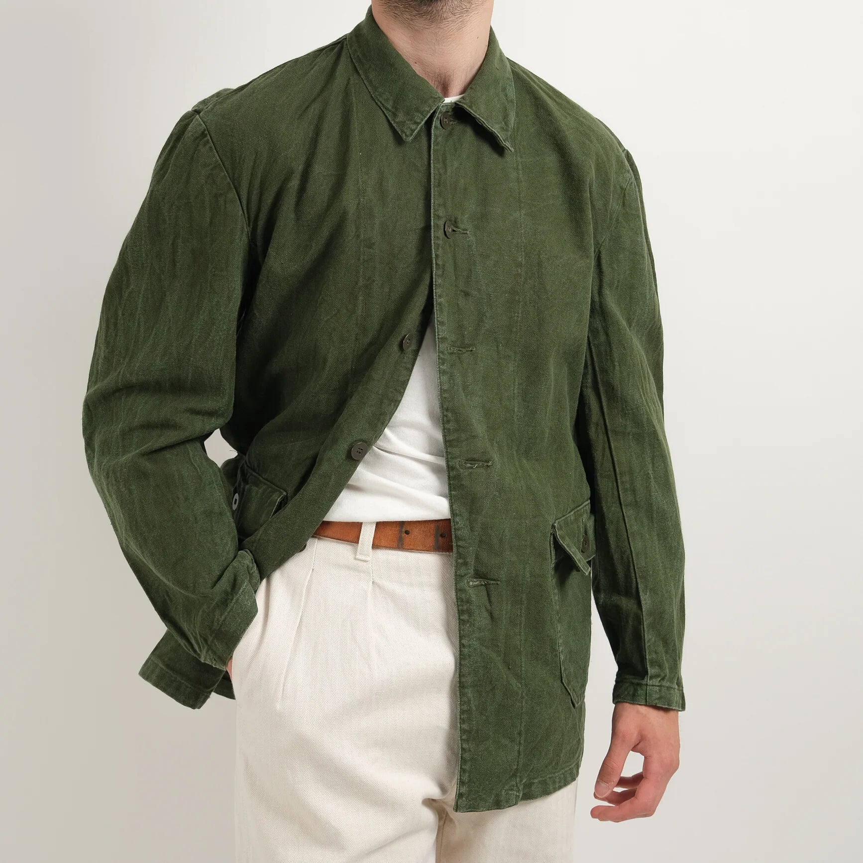 Vintage 1960s 1970s Swedish Army work jacket military coat combat 