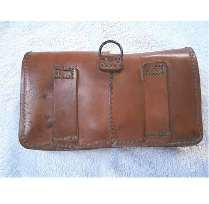 Vintage 1947 M47 French army leather ammo double belt pouch military ammunition