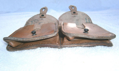 Vintage 1947 M47 French army leather ammo double belt pouch military ammunition