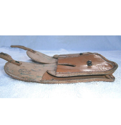 Vintage 1947 M47 French army leather ammo double belt pouch military ammunition