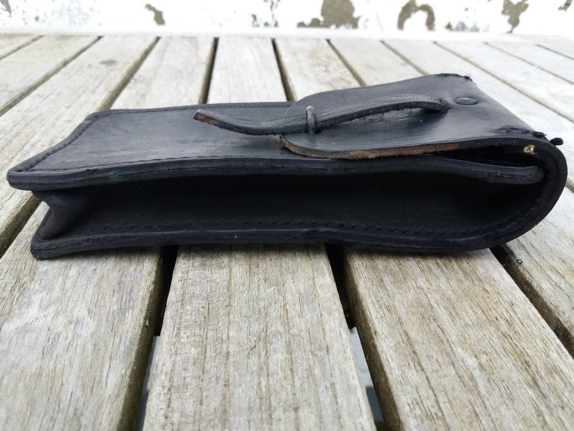 Vintage 1950s 1960s French army black leather ammo belt pouch military ammunition