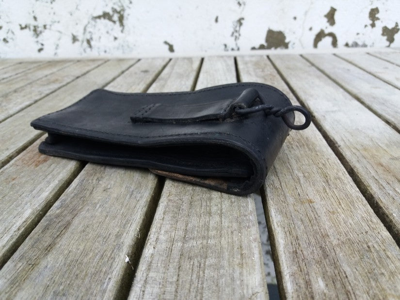 Vintage 1950s 1960s French army black leather ammo belt pouch military ammunition