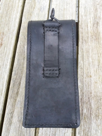 Vintage 1950s 1960s French army black leather ammo belt pouch military ammunition