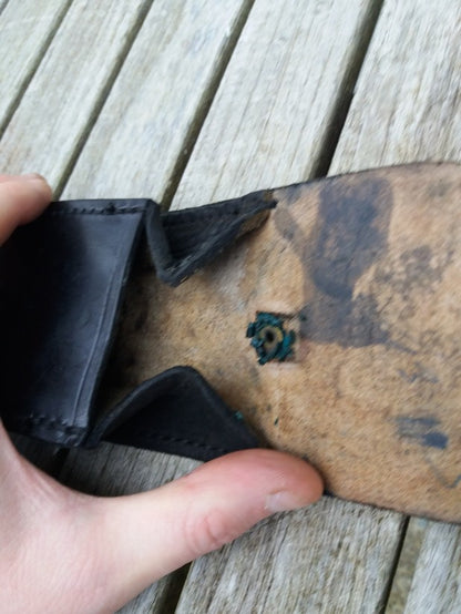 Vintage 1950s 1960s French army black leather ammo belt pouch military ammunition