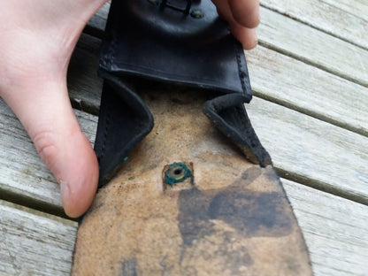 Vintage 1950s 1960s French army black leather ammo belt pouch military ammunition