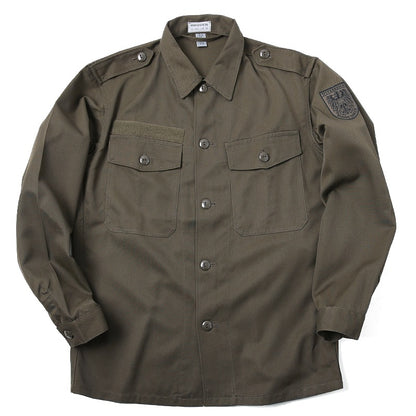 vintage 1980s Austrian army fieldshirt shirt jacket olive khaki f2 military mens