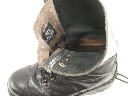 Authentic Austrian army Edelweiss Mountain boots Black leather paratrooper para shoes combat assault military half lined vintage 1980s