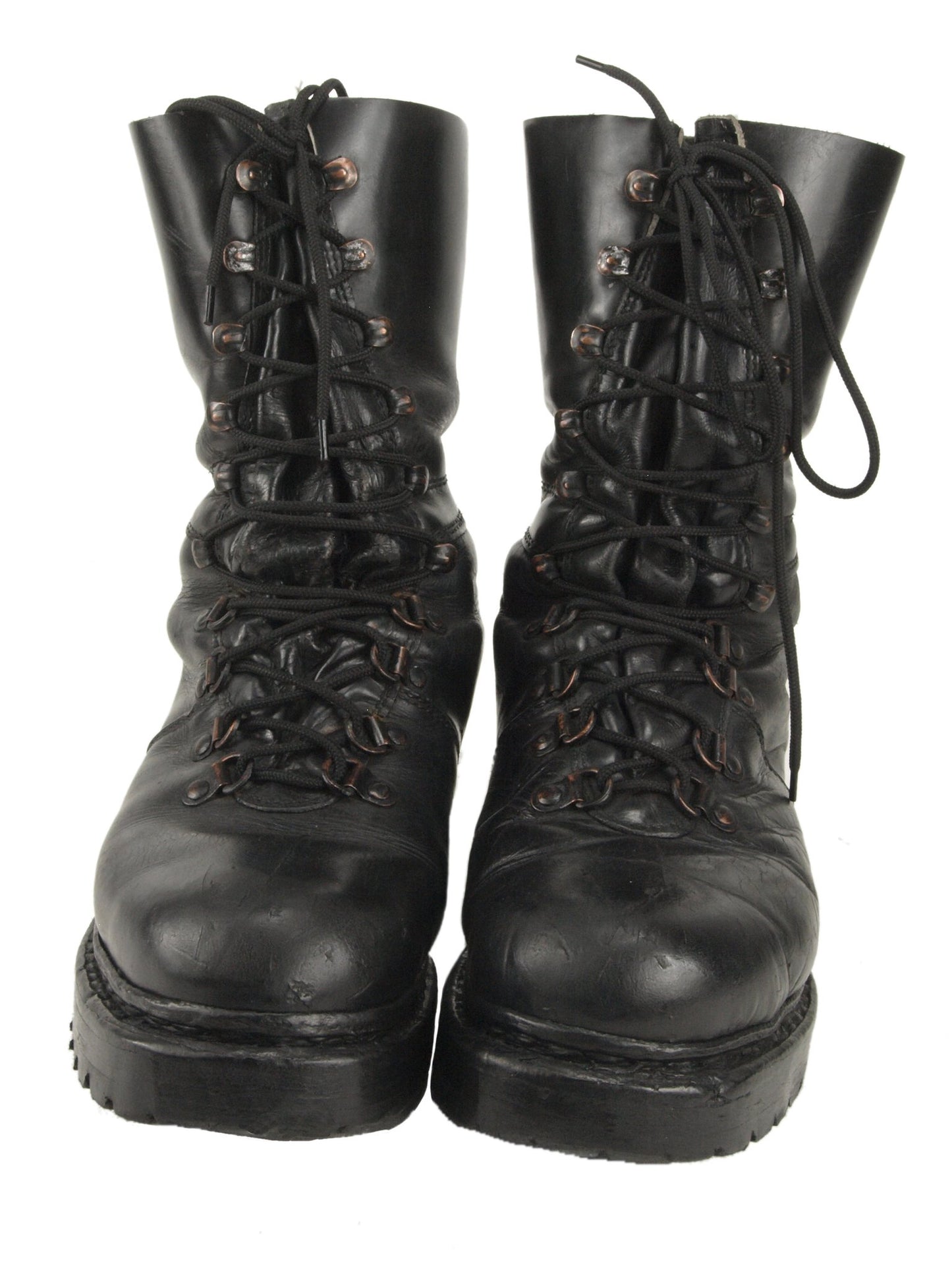 Authentic Austrian army Edelweiss Mountain boots Black leather paratrooper para shoes combat assault military half lined vintage 1980s