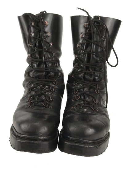 Authentic Austrian army Edelweiss Mountain boots Black leather paratrooper para shoes combat assault military half lined vintage 1980s