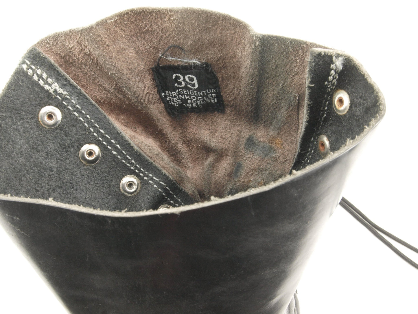 Authentic Austrian army Edelweiss Mountain boots Black leather paratrooper para shoes combat assault military half lined vintage 1980s