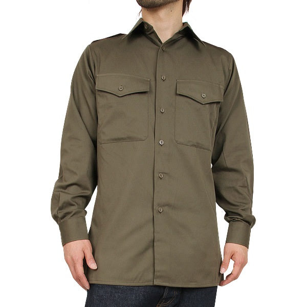 Vintage 1980s Austrian army fieldshirt shirt jacket olive khaki military lightweight small buttons