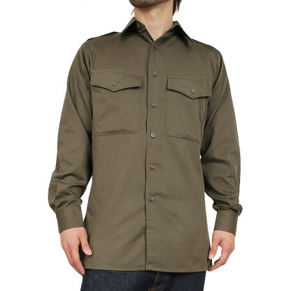 Vintage 1980s Austrian army fieldshirt shirt jacket olive khaki military lightweight small buttons