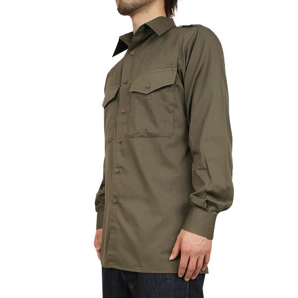 Vintage 1980s Austrian army fieldshirt shirt jacket olive khaki military lightweight small buttons