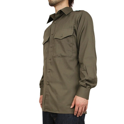 Vintage 1980s Austrian army fieldshirt shirt jacket olive khaki military lightweight small buttons