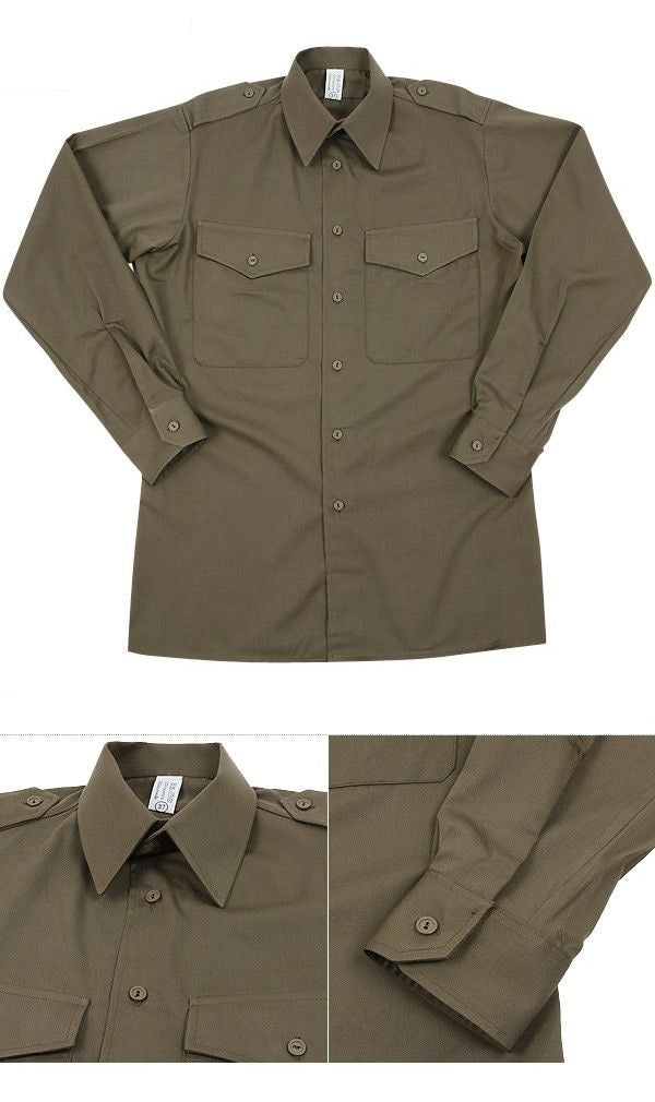 Vintage 1980s Austrian army fieldshirt shirt jacket olive khaki military lightweight small buttons
