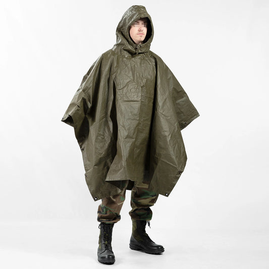 Authentic 1980s Austrian army olive drab poncho rain waterproof basha fishing camping hiking raincape