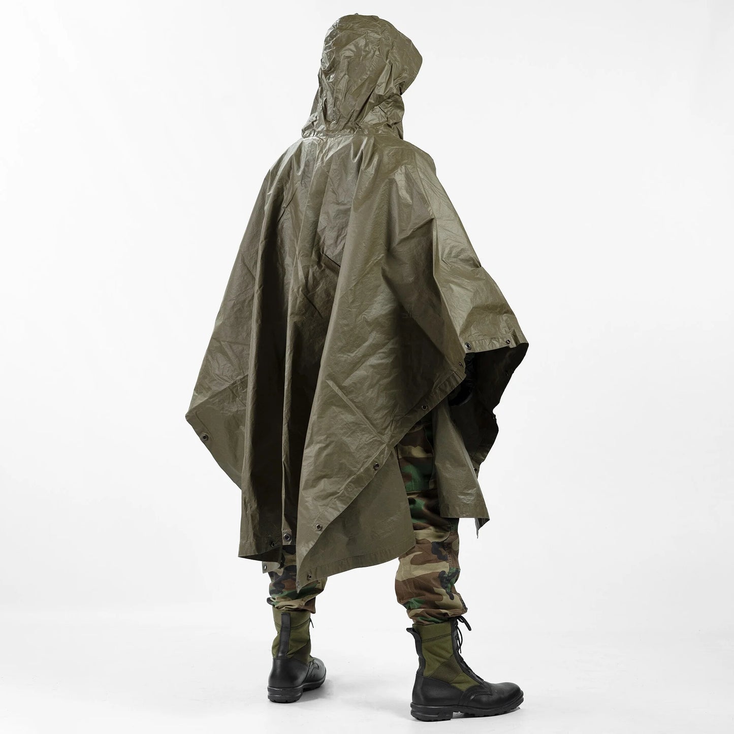 Authentic 1980s Austrian army olive drab poncho rain waterproof basha fishing camping hiking raincape