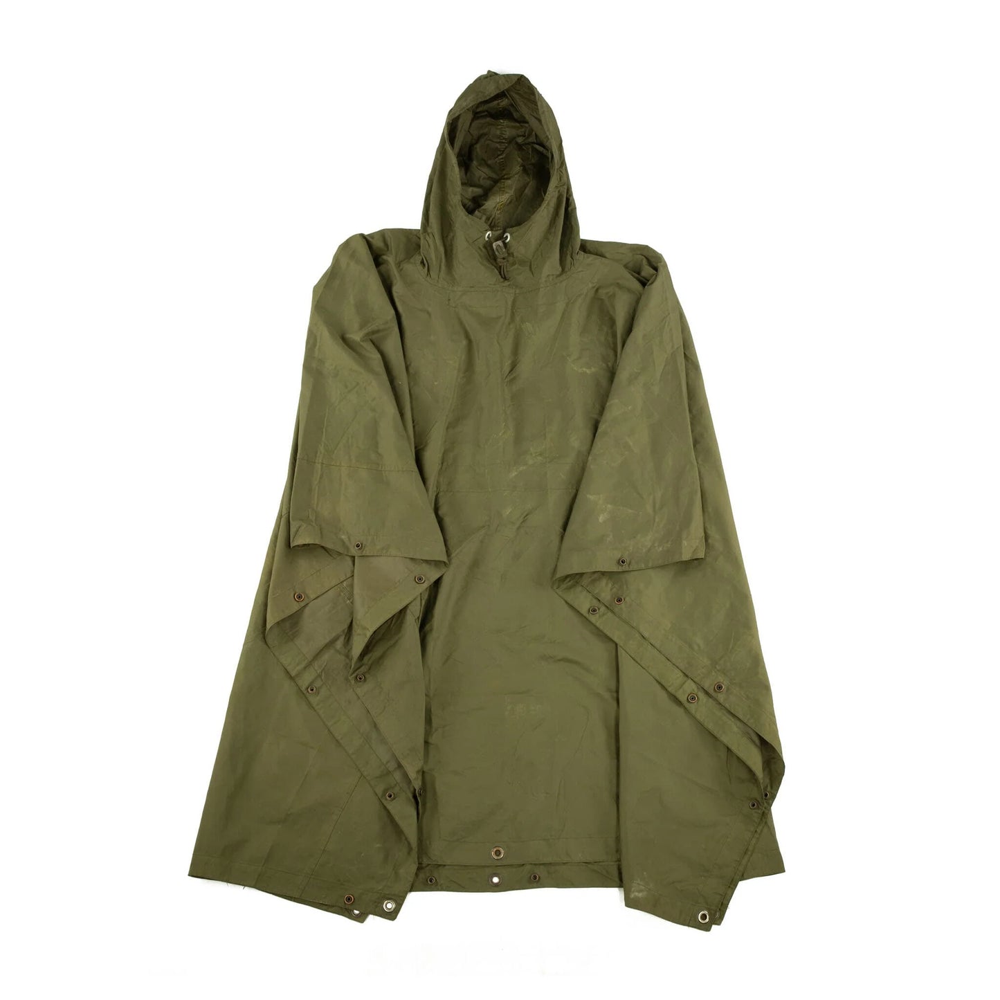 Authentic 1980s Austrian army olive drab poncho rain waterproof basha fishing camping hiking raincape