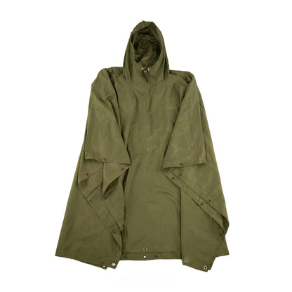 Authentic 1980s Austrian army olive drab poncho rain waterproof basha fishing camping hiking raincape
