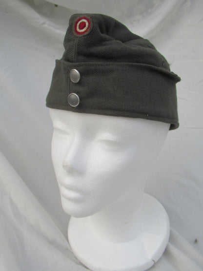 Vintage Austrian army grey wool side cap hat garrison forage military